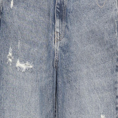 Zara Womens Blue Cotton Straight Jeans Size 10 L26 in Regular Zip