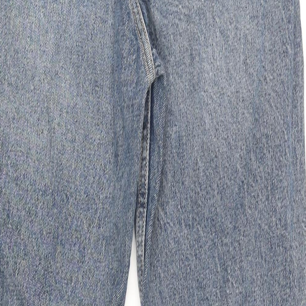 Zara Womens Blue Cotton Straight Jeans Size 10 L26 in Regular Zip