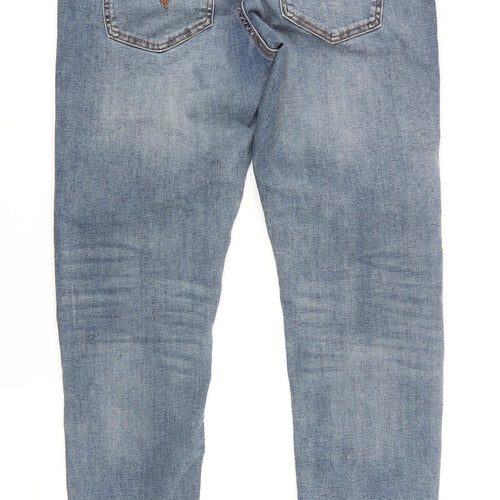 NEXT Womens Blue Cotton Blend Tapered Jeans Size 34 in L30 in Regular Zip