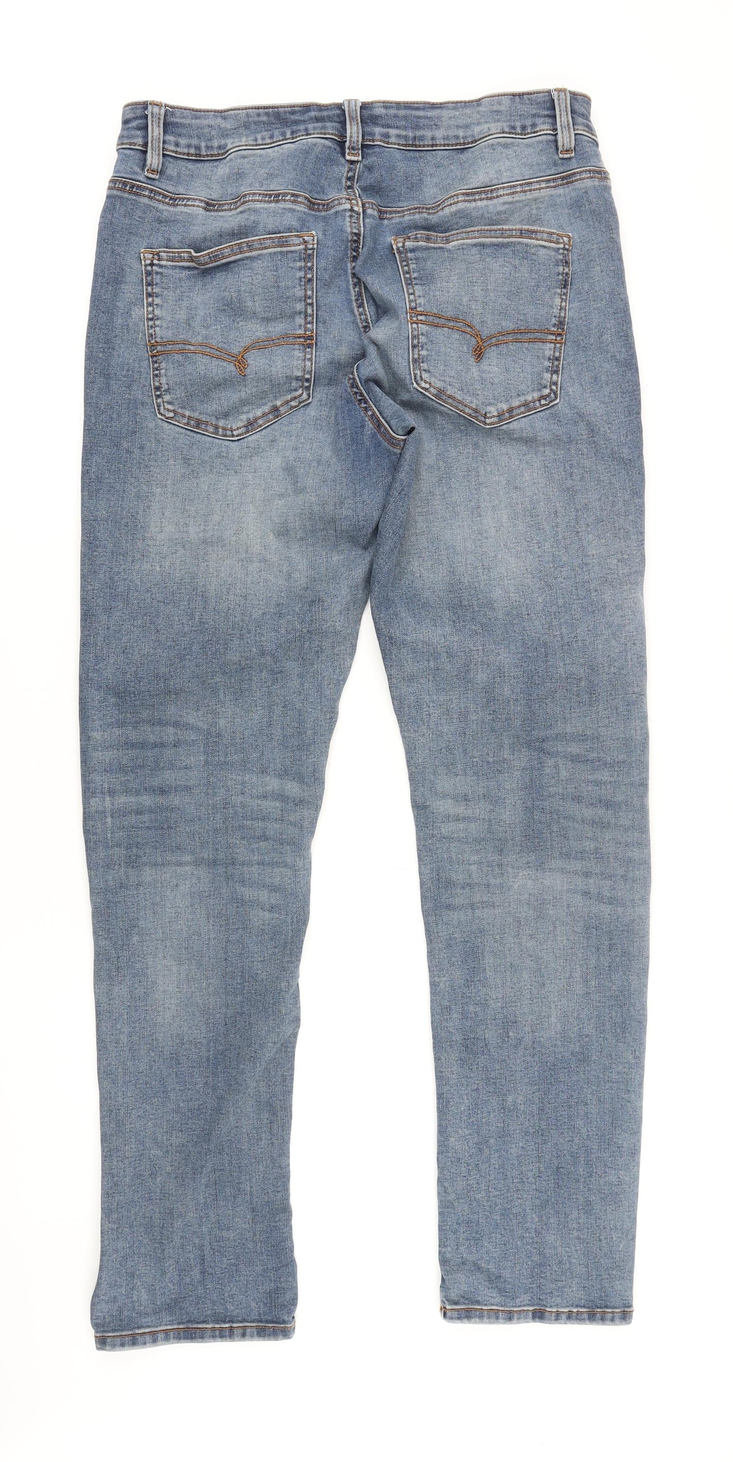 NEXT Womens Blue Cotton Blend Tapered Jeans Size 34 in L30 in Regular Zip