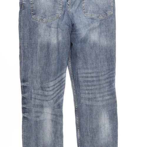 H&M Mens Blue Cotton Tapered Jeans Size 32 in L31 in Regular Zip