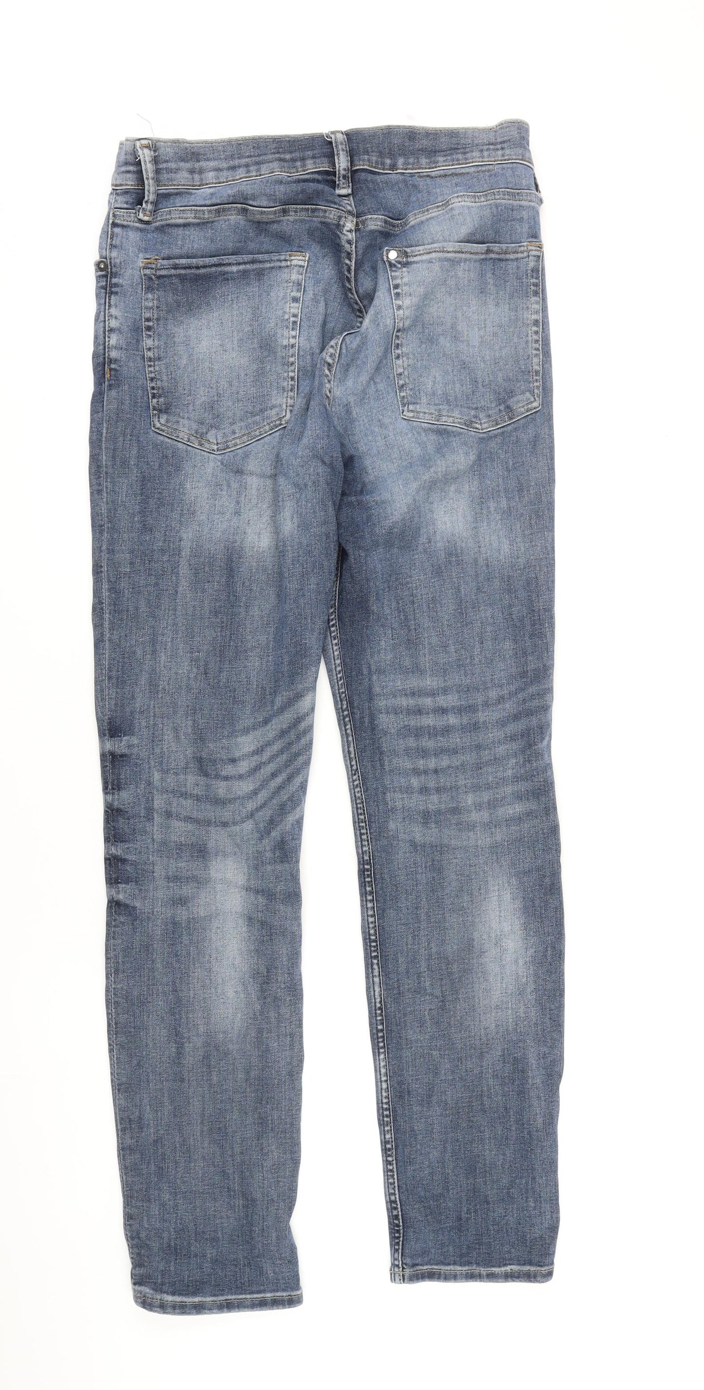 H&M Mens Blue Cotton Tapered Jeans Size 32 in L31 in Regular Zip