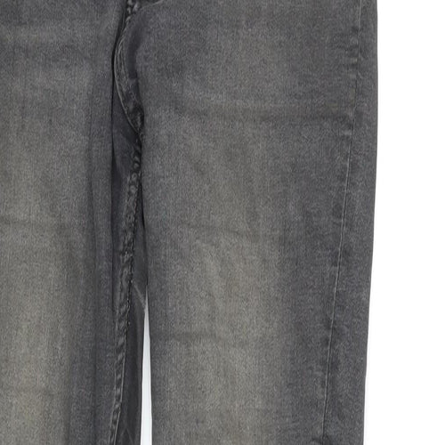 H&M Womens Grey Cotton Skinny Jeans Size 10 L28 in Regular Zip