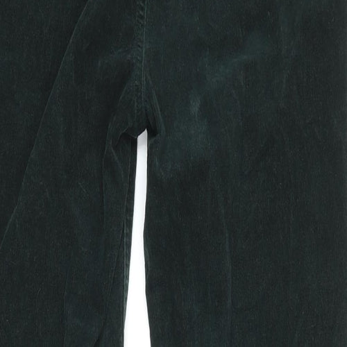 M&S Womens Green Cotton Trousers Size 18 L27 in Regular Tie