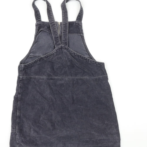 Top shop moto Womens Grey 100% Cotton Pinafore/Dungaree Dress Size 12 Square Neck