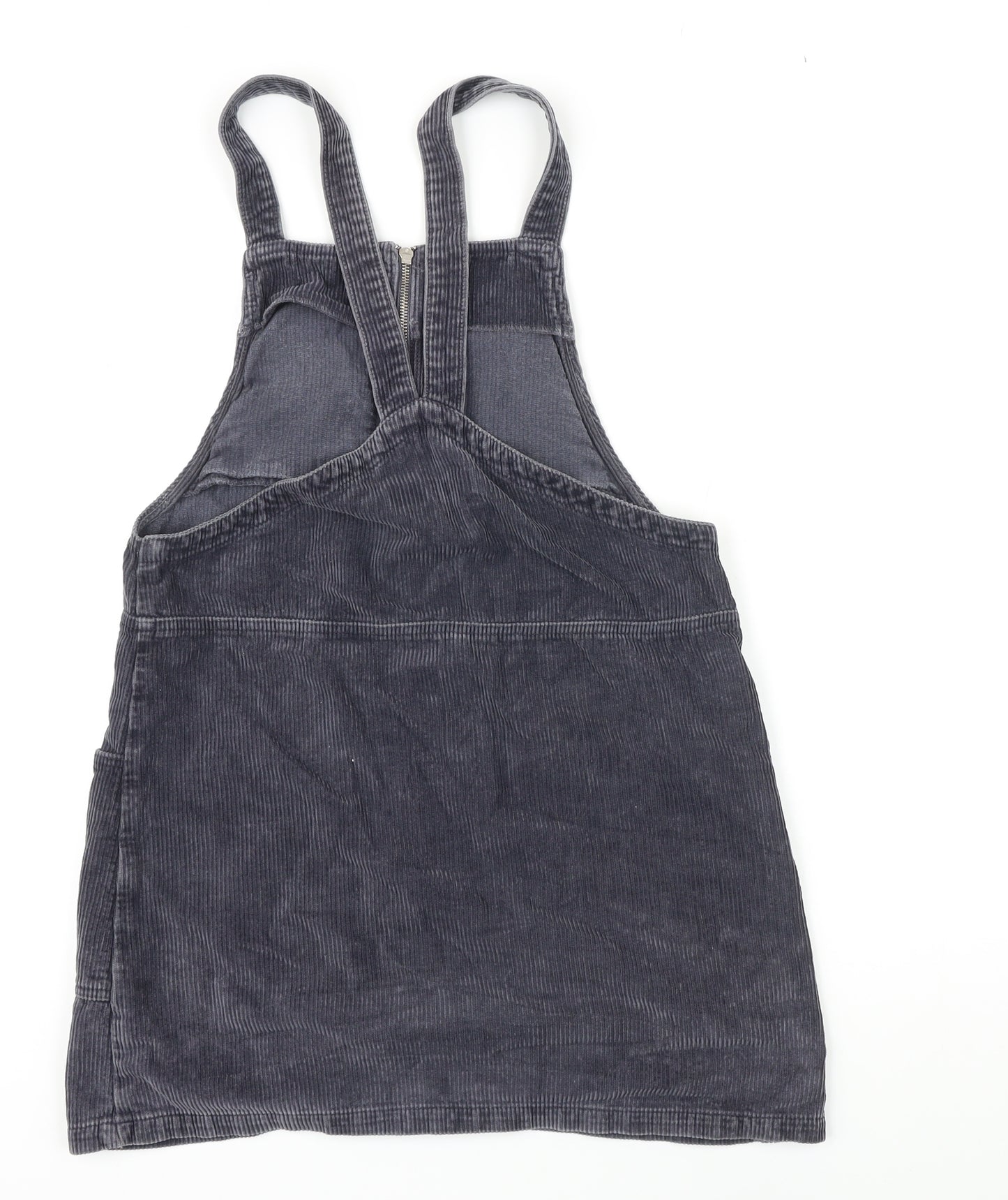 Top shop moto Womens Grey 100% Cotton Pinafore/Dungaree Dress Size 12 Square Neck