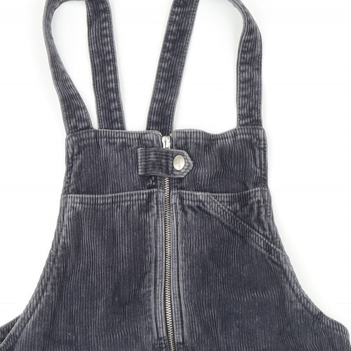 Top shop moto Womens Grey 100% Cotton Pinafore/Dungaree Dress Size 12 Square Neck