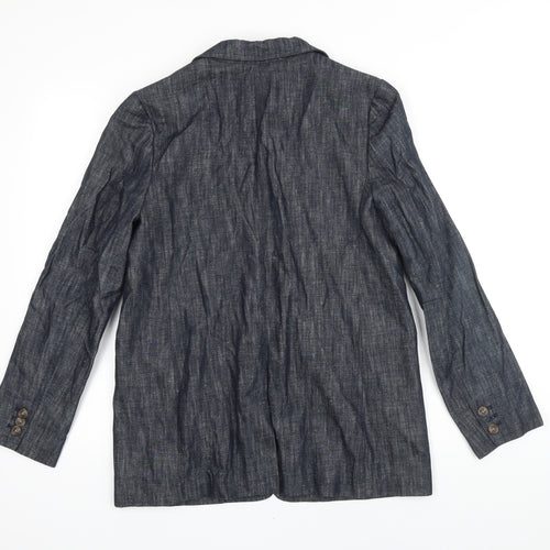 M&S Womens Blue Jacket Blazer Size 10 Button