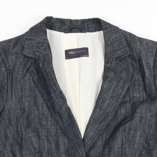 M&S Womens Blue Jacket Blazer Size 10 Button