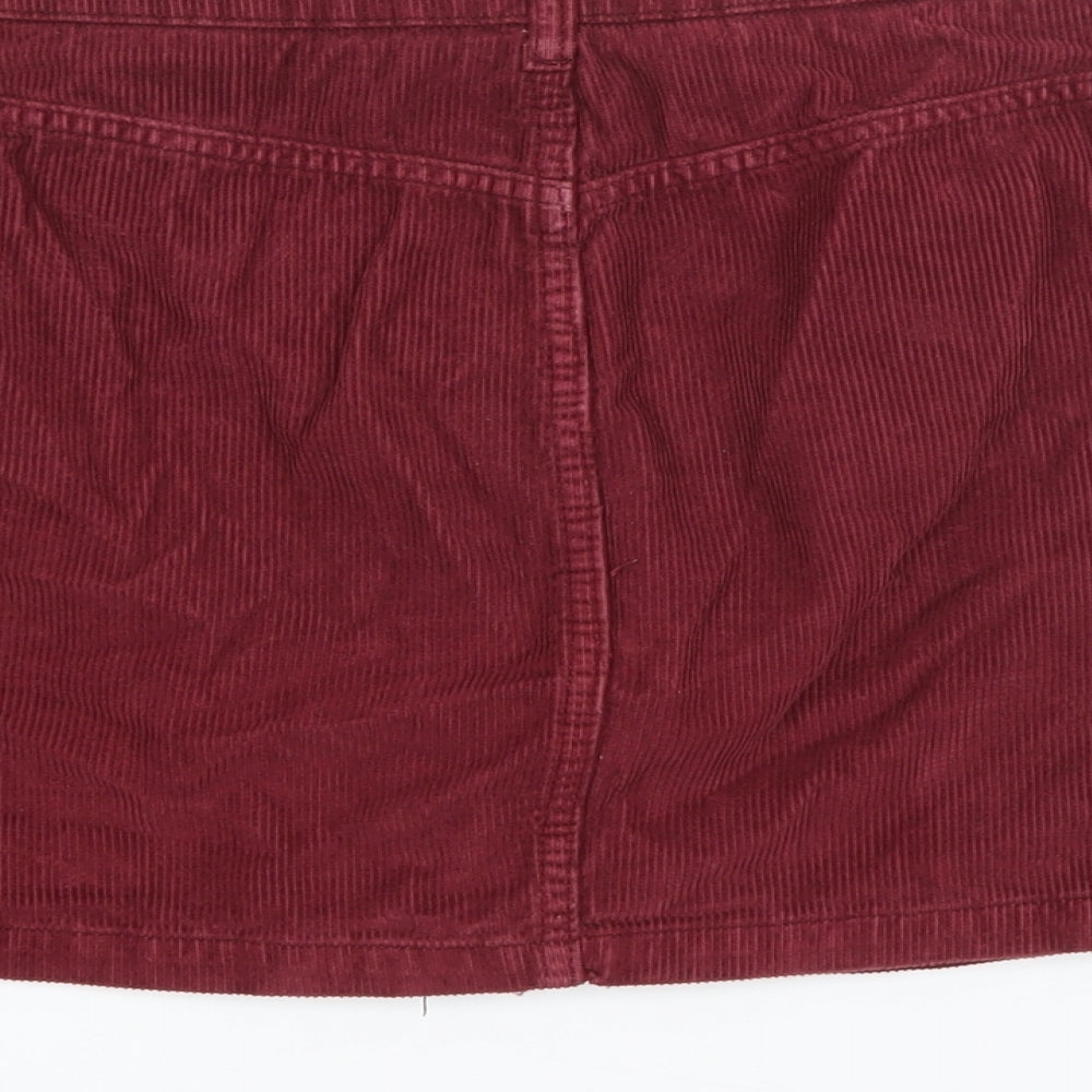 Topshop moto Womens Red Cotton Mini Skirt Size 12 Zip