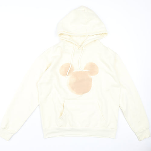 Disney Womens Ivory Polyester Pullover Hoodie Size 10 Pullover - Mickey Mouse