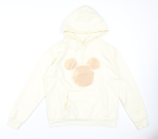 Disney Womens Ivory Polyester Pullover Hoodie Size 10 Pullover - Mickey Mouse