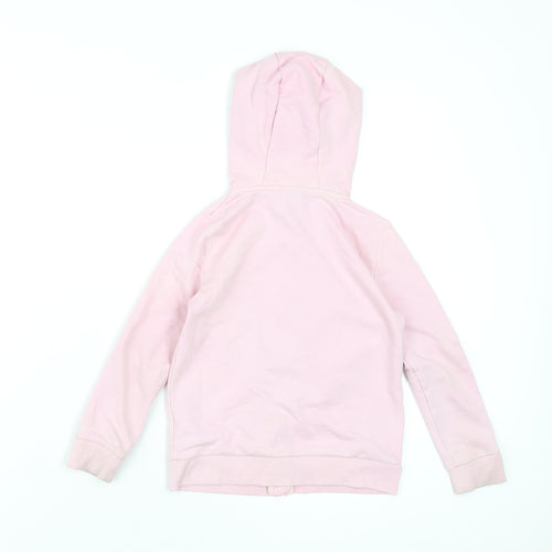 Disney Girls Pink Cotton Full Zip Hoodie Size 6-7 Years Zip - Frozen Anna & Elsa