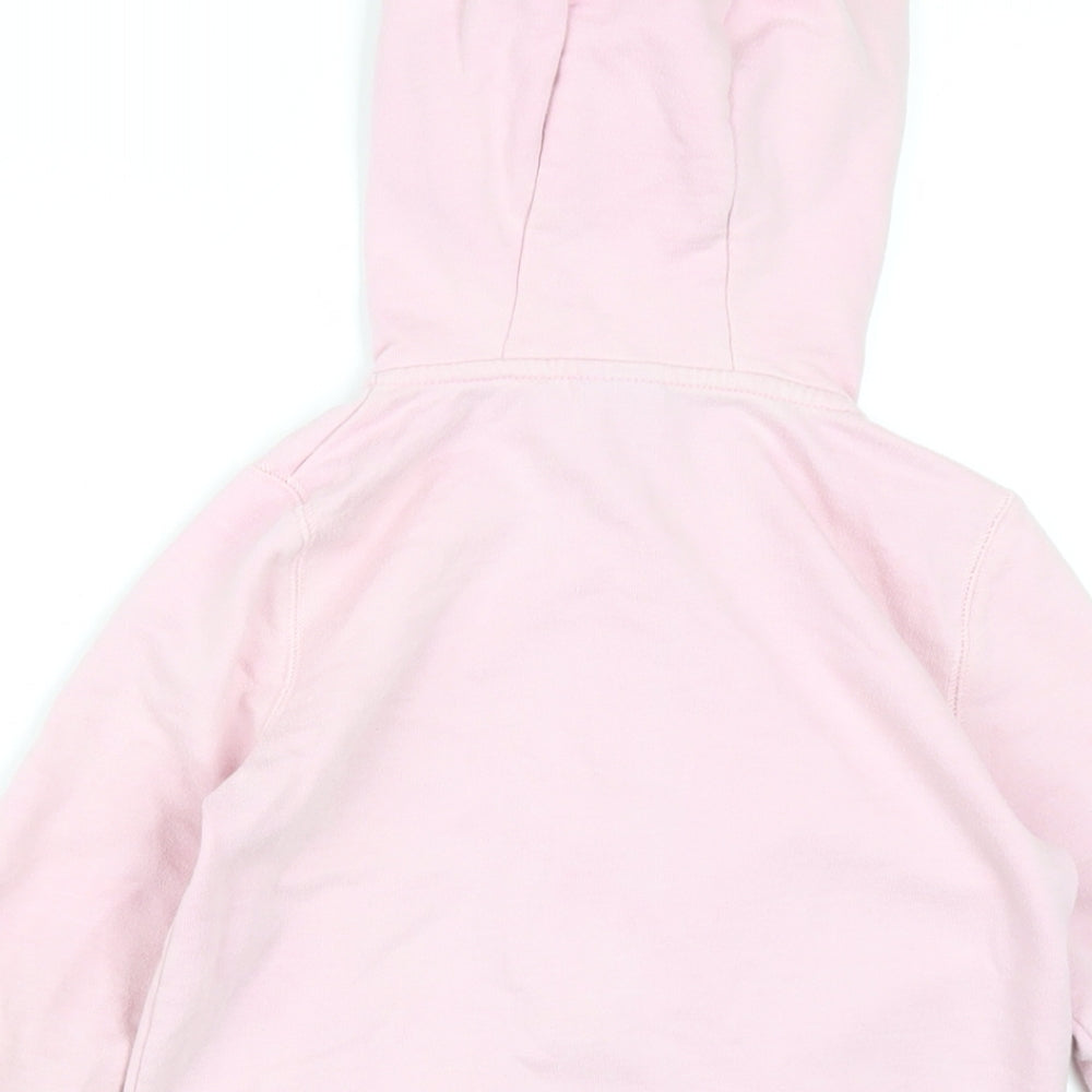 Disney Girls Pink Cotton Full Zip Hoodie Size 6-7 Years Zip - Frozen Anna & Elsa