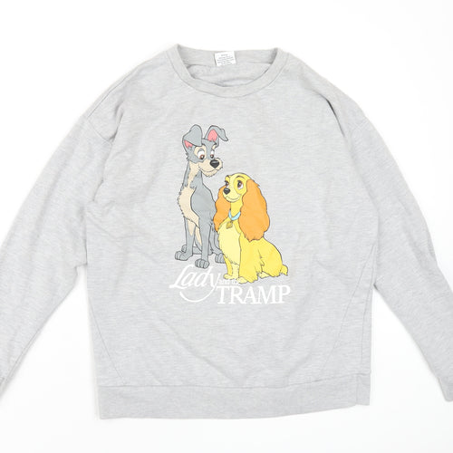 Disney Womens Grey Cotton Pullover Sweatshirt Size 14 Pullover - Lady and the Tramp