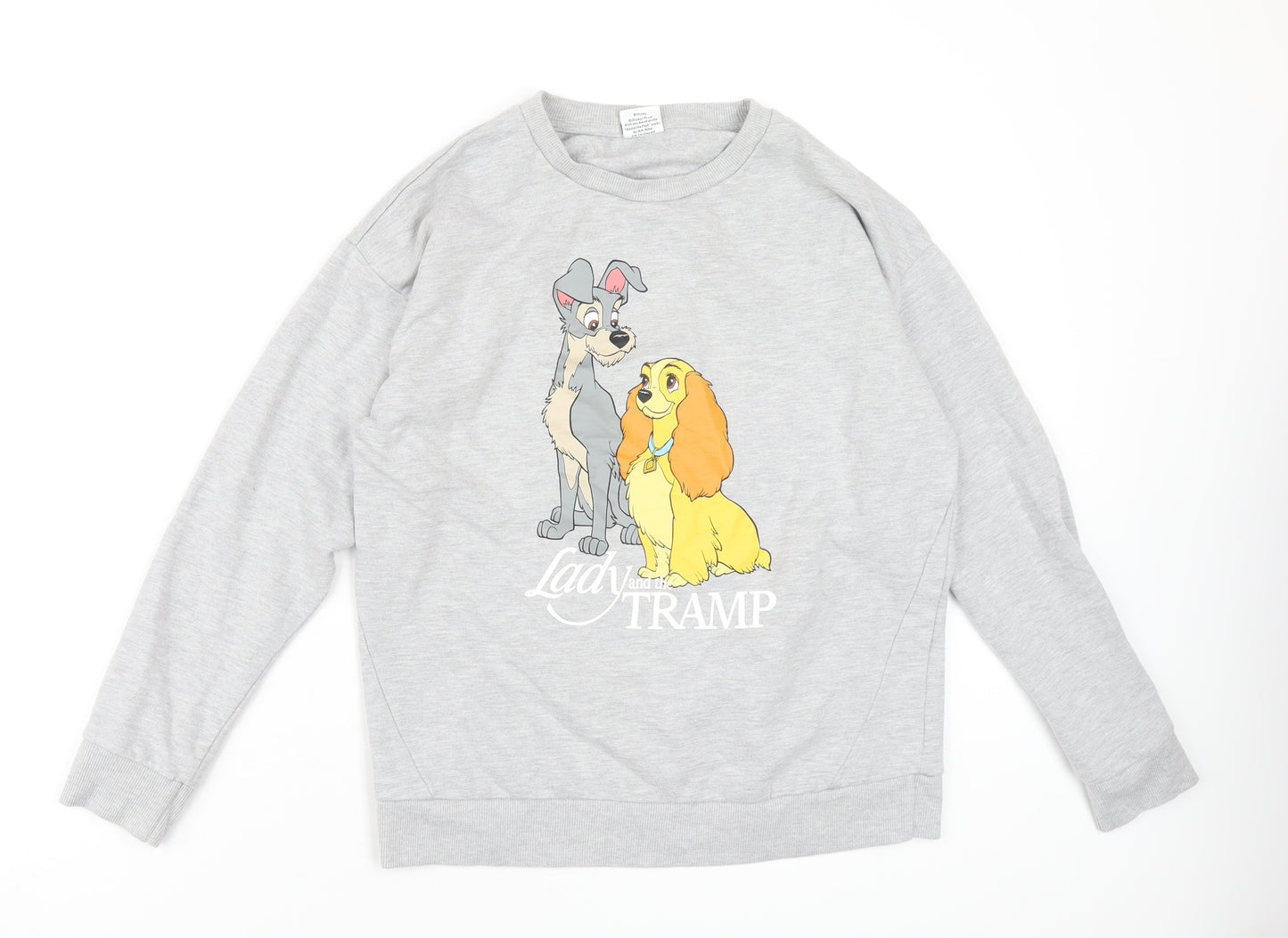 Disney Womens Grey Cotton Pullover Sweatshirt Size 14 Pullover - Lady and the Tramp