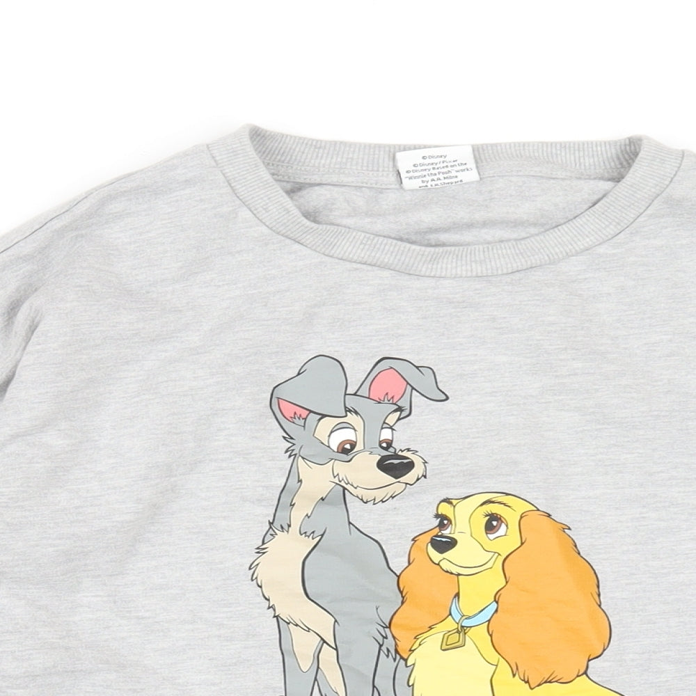 Disney Womens Grey Cotton Pullover Sweatshirt Size 14 Pullover - Lady and the Tramp