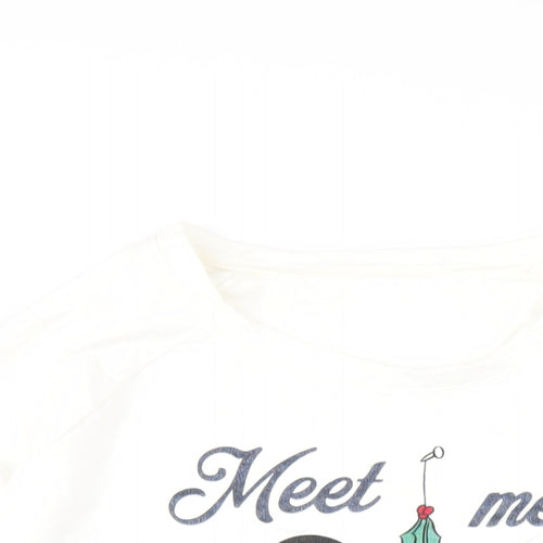 Disney Womens White Cotton Pullover Sweatshirt Size 16 Pullover - Mickey and Minnie Mouse Christmas