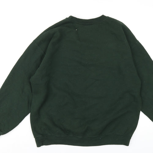 Bobbins Broider Womens Green Cotton Pullover Sweatshirt Size L Pullover
