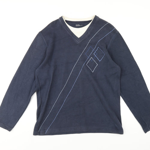 Easy Mens Blue Cotton Pullover Sweatshirt Size M