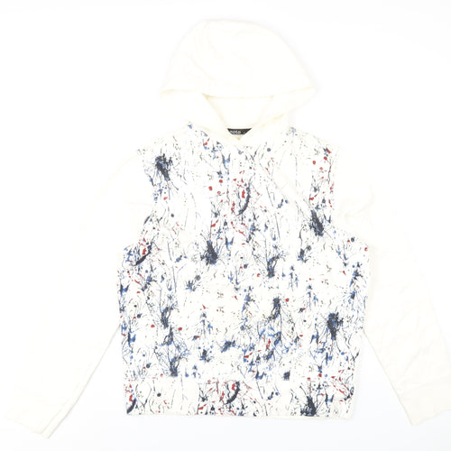 Moto Womens Ivory Cotton Pullover Hoodie Size M Pullover