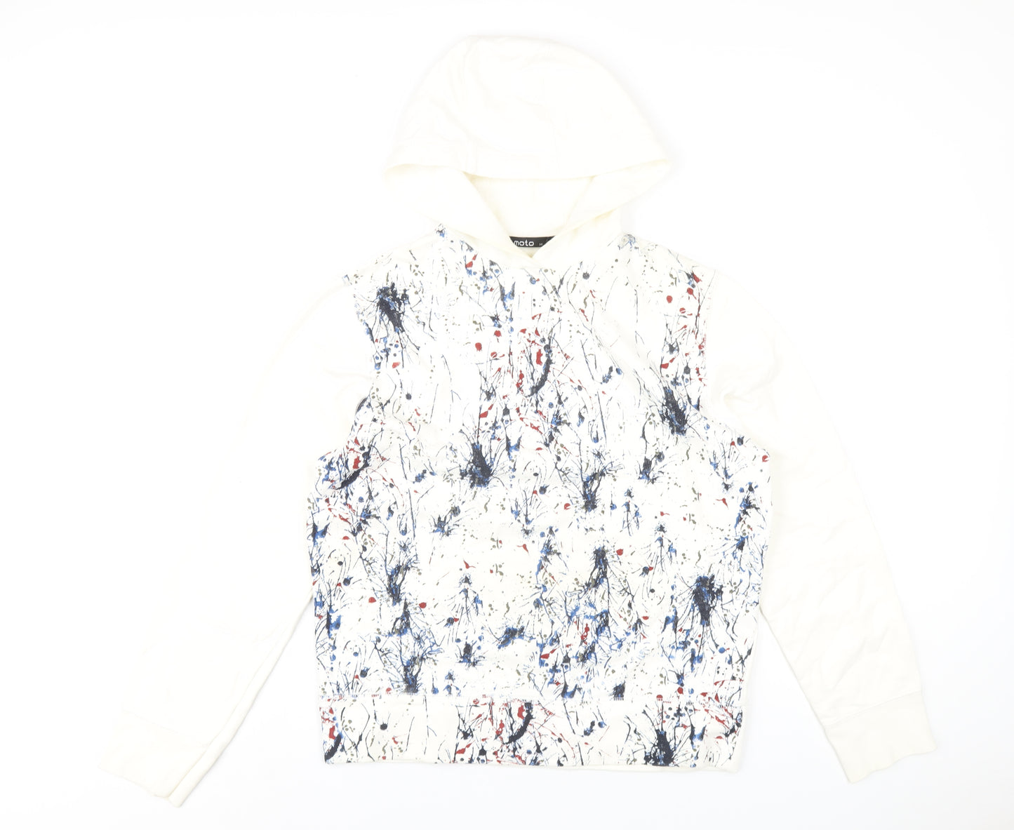 Moto Womens Ivory Cotton Pullover Hoodie Size M Pullover