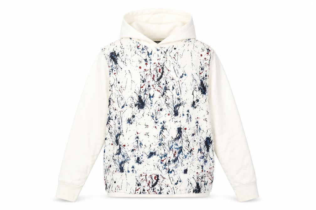 Front view of Moto women’s ivory cotton pullover hoodie, size M, pullover