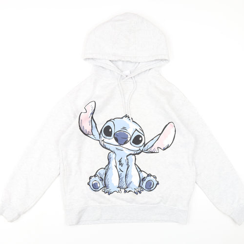 Disney Womens Grey Cotton Pullover Hoodie Size 10 Pullover - Lilo & Stitch