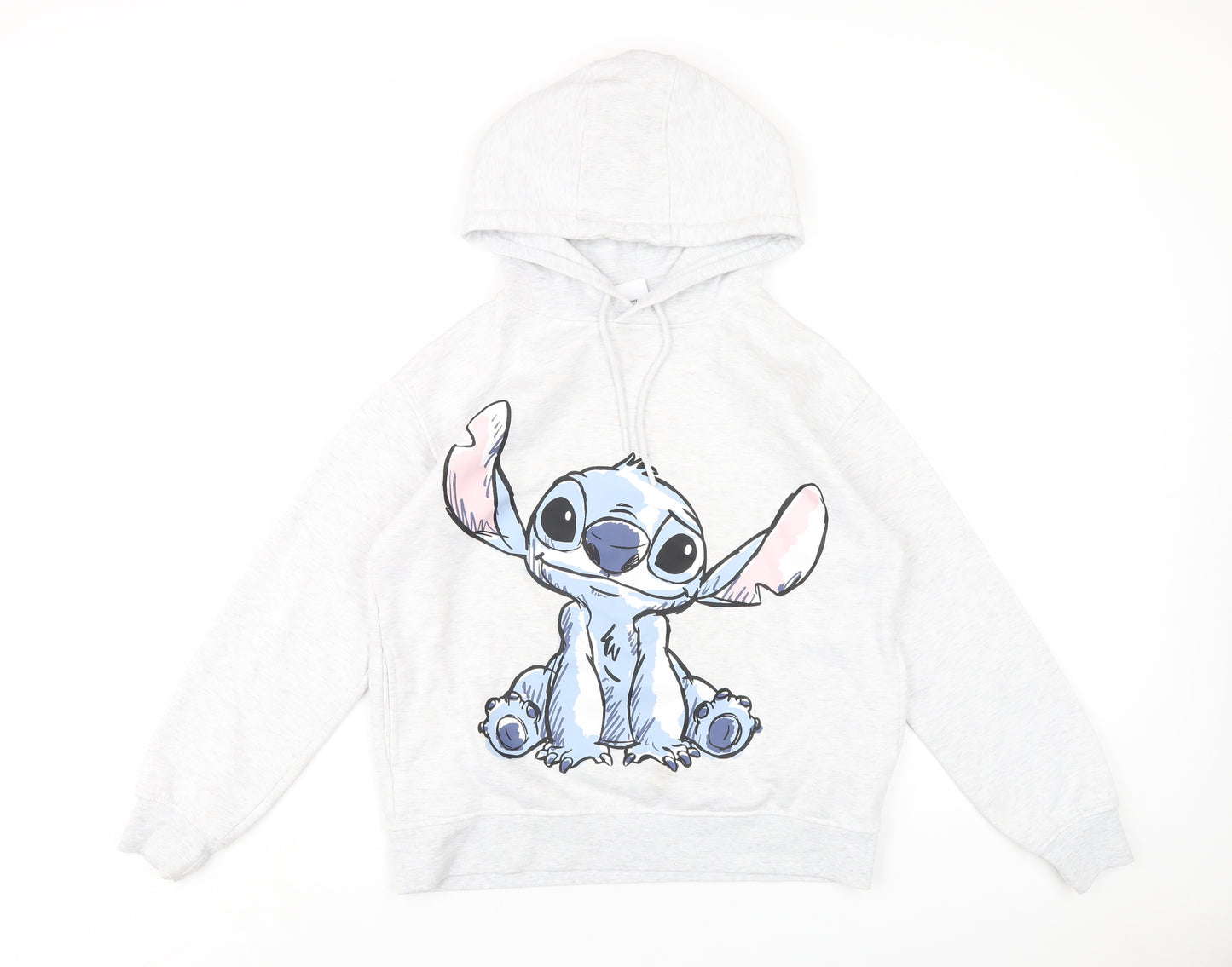 Disney Womens Grey Cotton Pullover Hoodie Size 10 Pullover - Lilo & Stitch