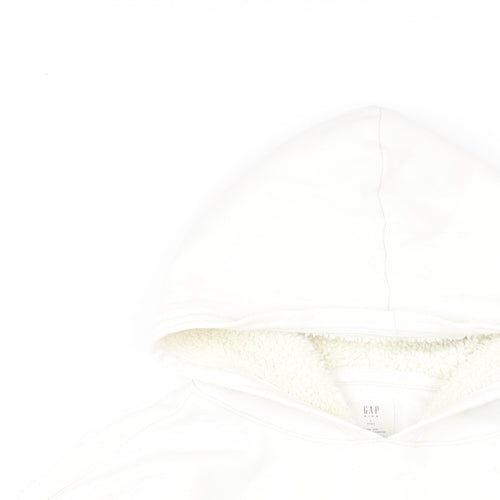 Gap Girls White Cotton Pullover Hoodie Size 10 Years Pullover