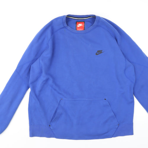 Nike Mens Blue Cotton Pullover Sweatshirt Size XL