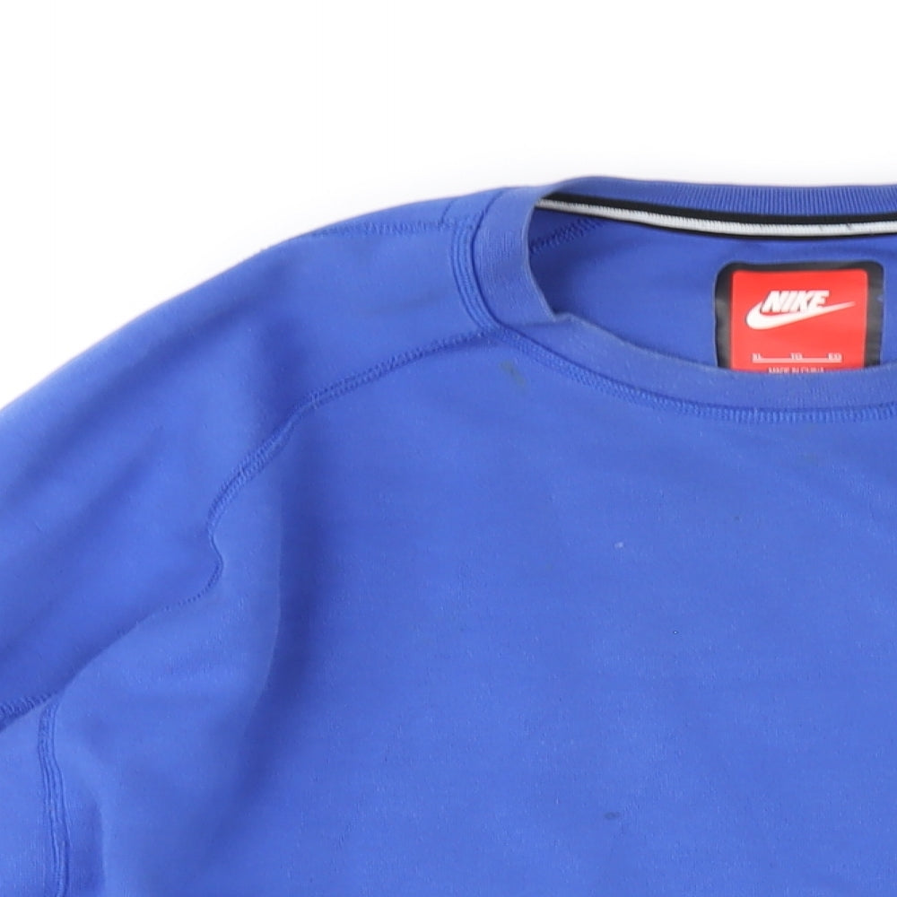 Nike Mens Blue Cotton Pullover Sweatshirt Size XL