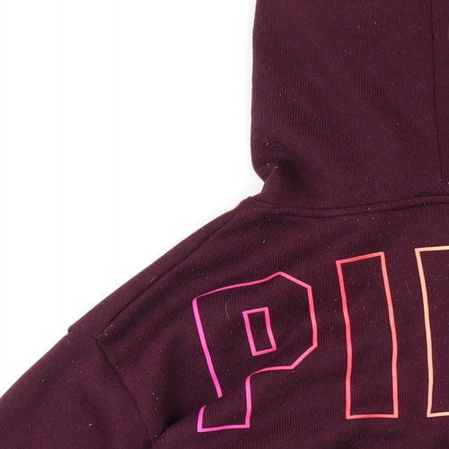 PINK Womens Purple Polyester Pullover Hoodie Size M Pullover