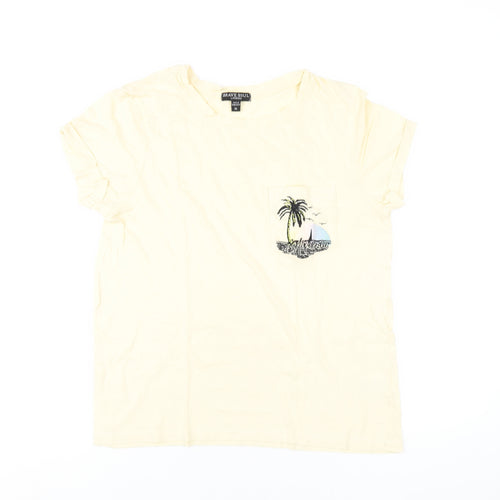 Brave Soul Womens Yellow Cotton Basic T-Shirt Size M Round Neck