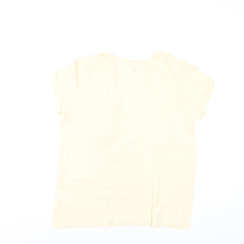 Brave Soul Womens Yellow Cotton Basic T-Shirt Size M Round Neck