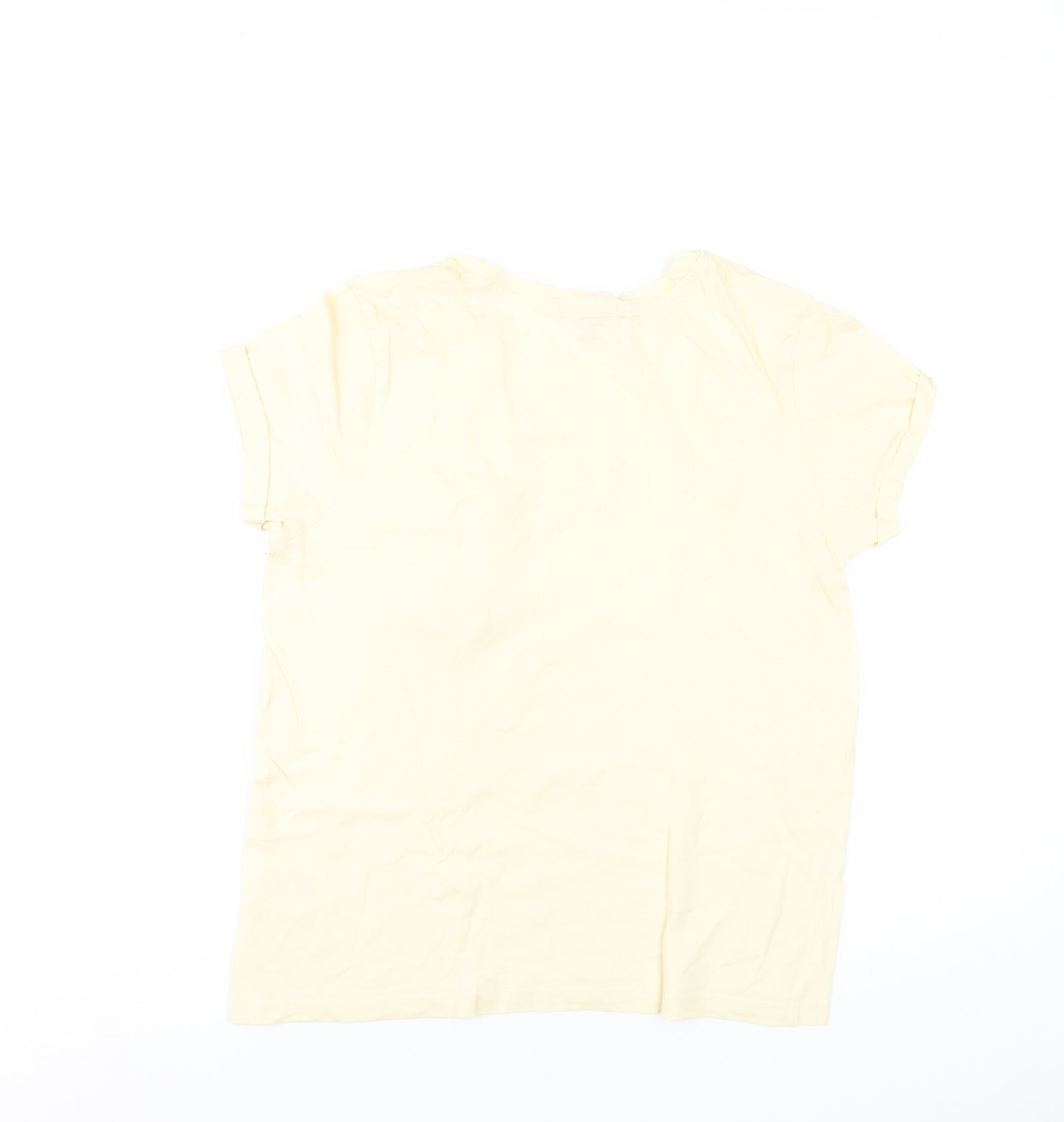 Brave Soul Womens Yellow Cotton Basic T-Shirt Size M Round Neck