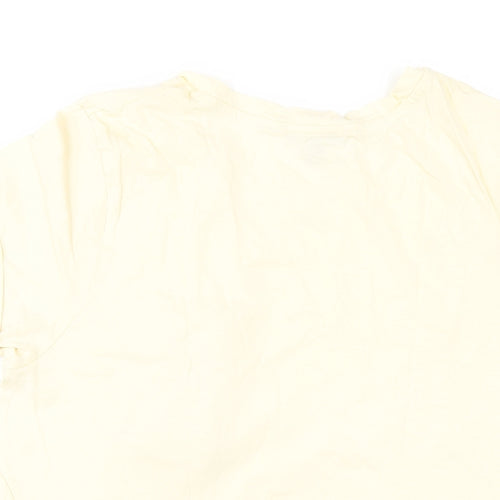 Brave Soul Womens Yellow Cotton Basic T-Shirt Size M Round Neck