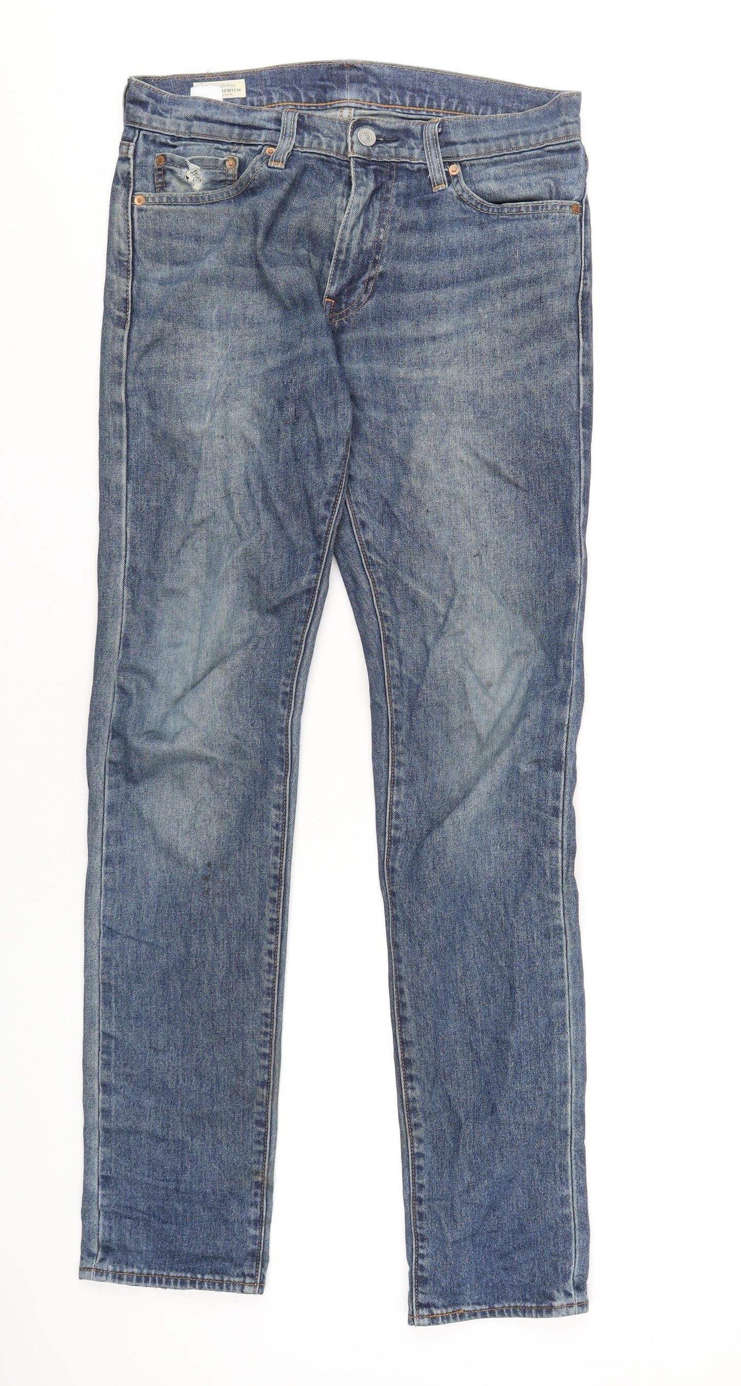 Levi's Mens Blue Cotton Straight Jeans Size 30 in L34 in Regular Zip