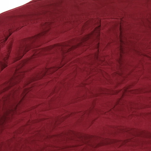 Peter Gribby Mens Red Polyester Button-Up Size L Collared Button