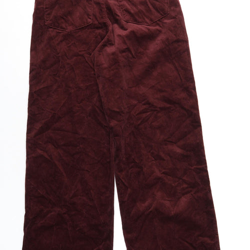 Marks and Spencer Womens Red Cotton Trousers Size 8 L33 in Regular Zip