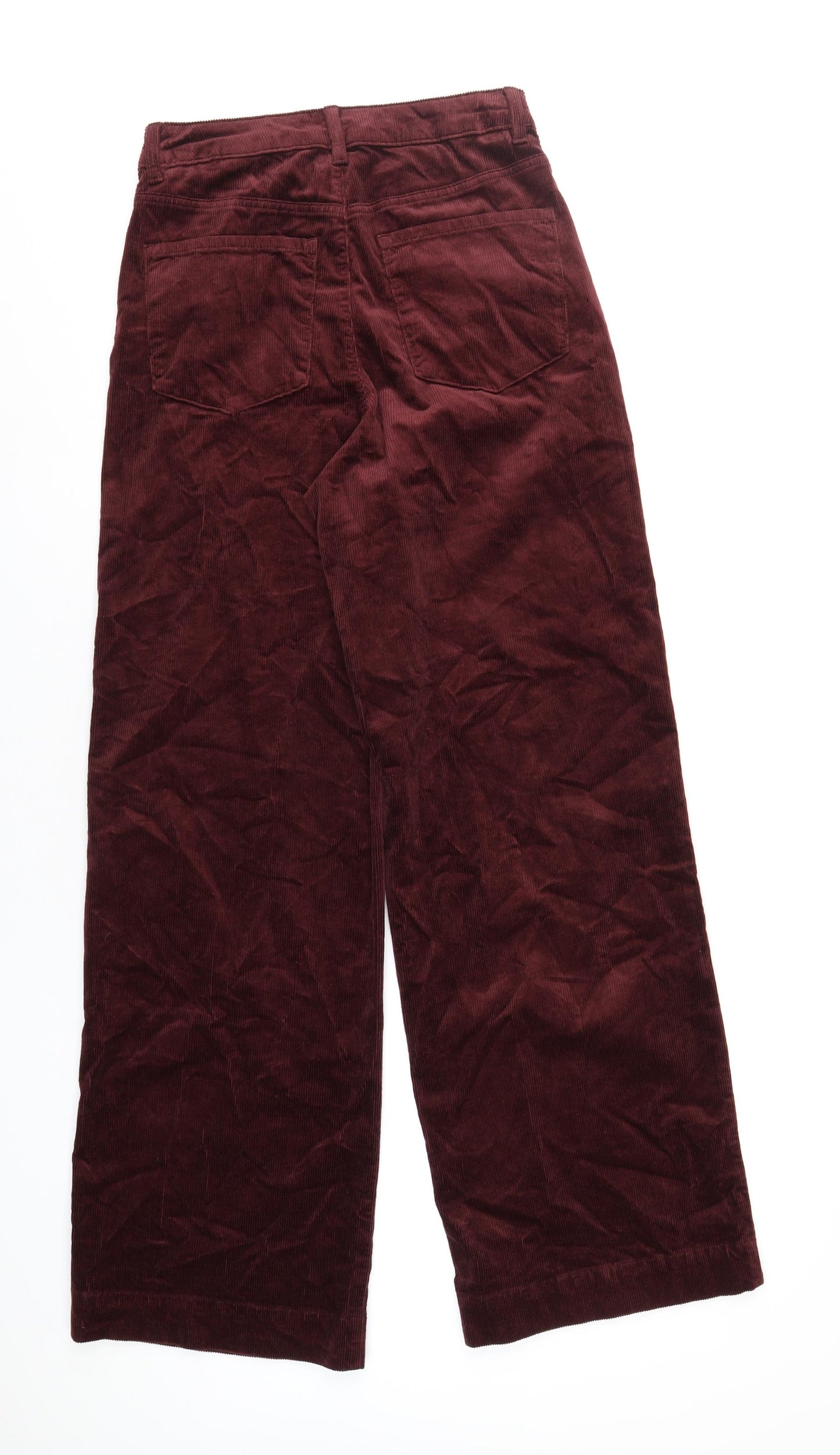 Marks and Spencer Womens Red Cotton Trousers Size 8 L33 in Regular Zip