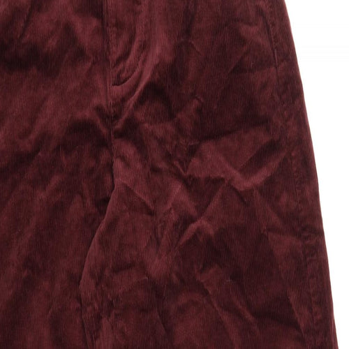 Marks and Spencer Womens Red Cotton Trousers Size 8 L33 in Regular Zip