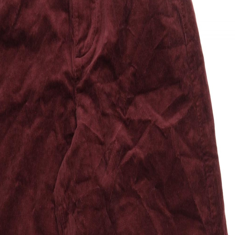 Marks and Spencer Womens Red Cotton Trousers Size 8 L33 in Regular Zip