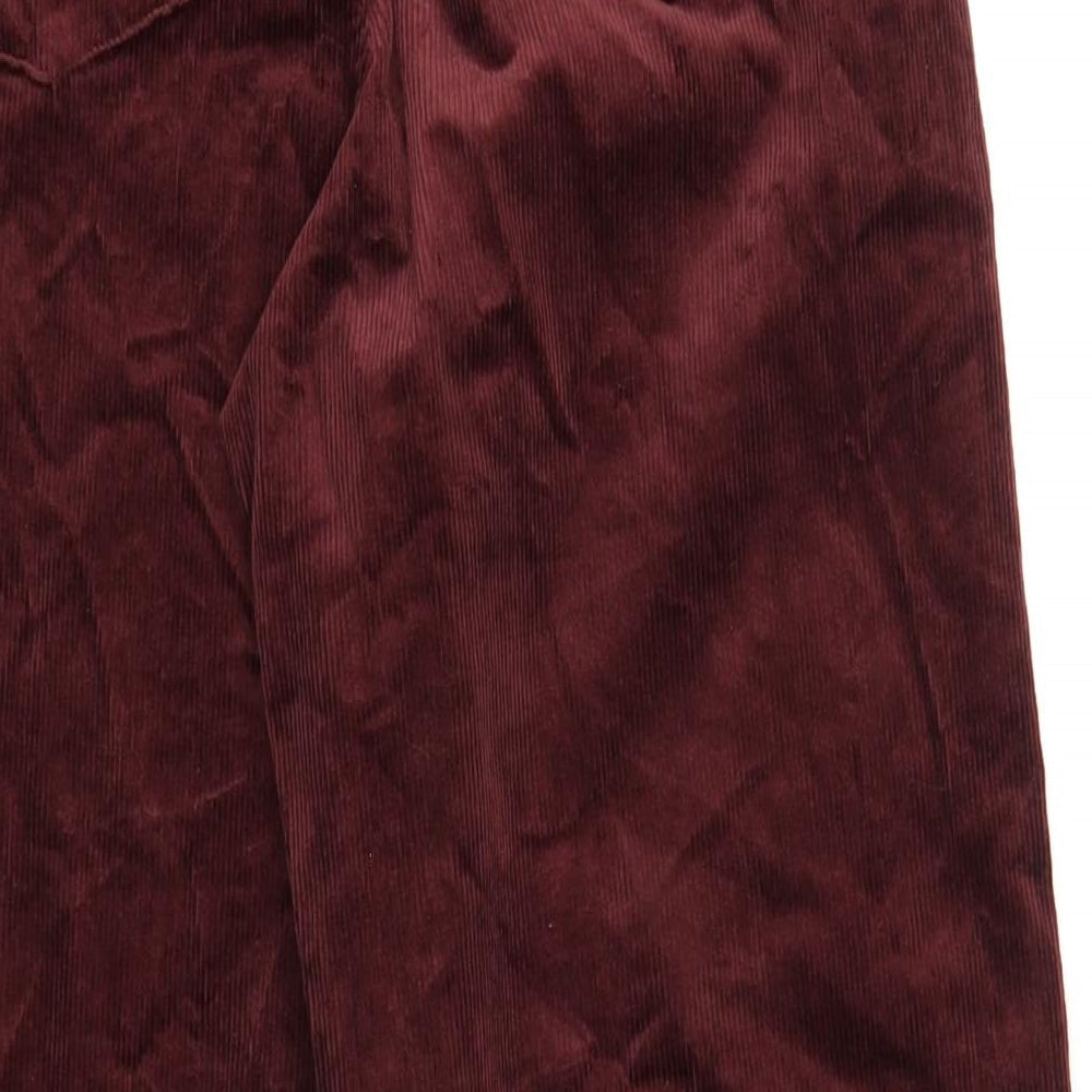 Marks and Spencer Womens Red Cotton Trousers Size 8 L33 in Regular Zip