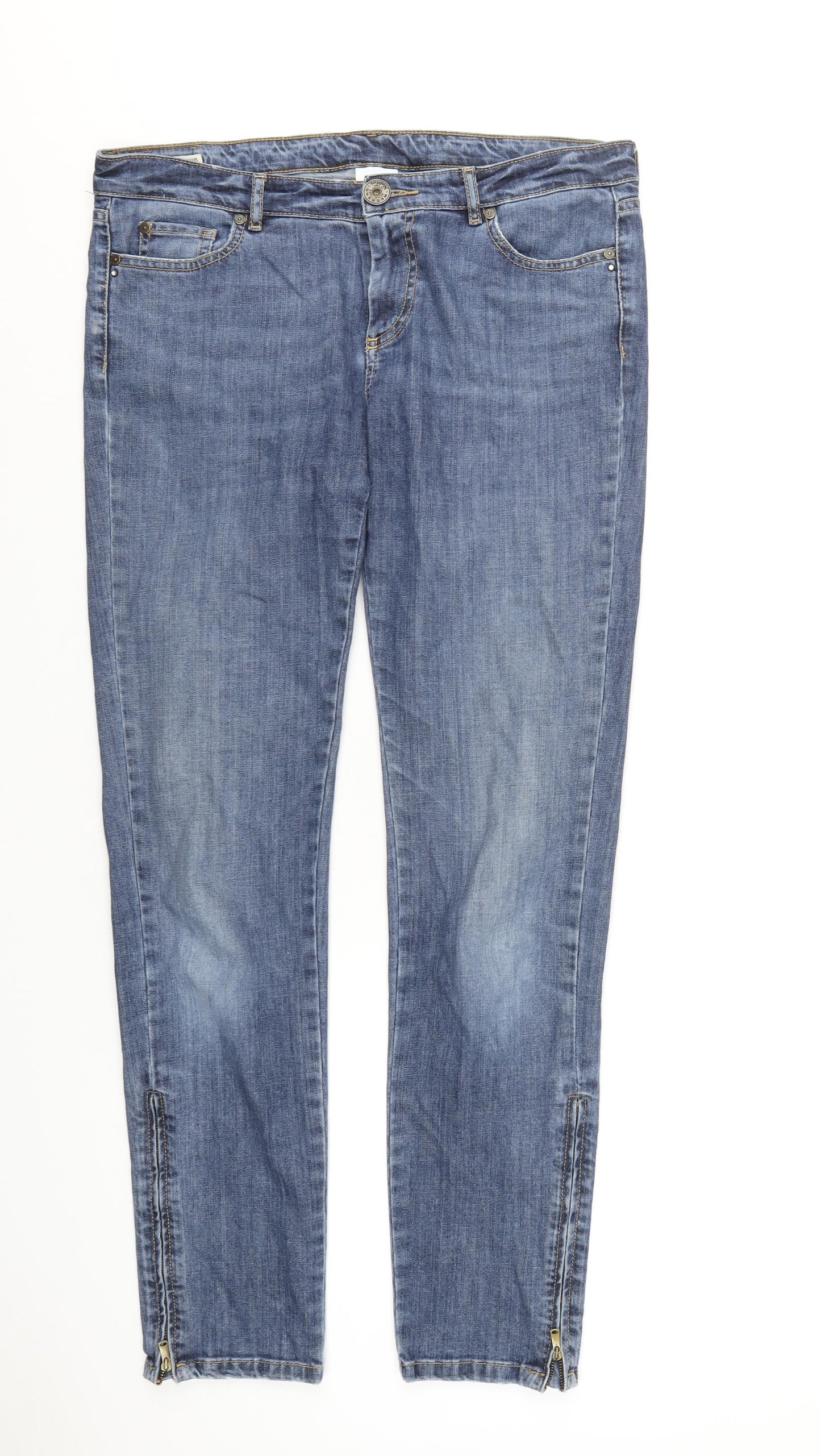 Max Mara Womens Blue Cotton Skinny Jeans Size 16 L32 in Regular Zip