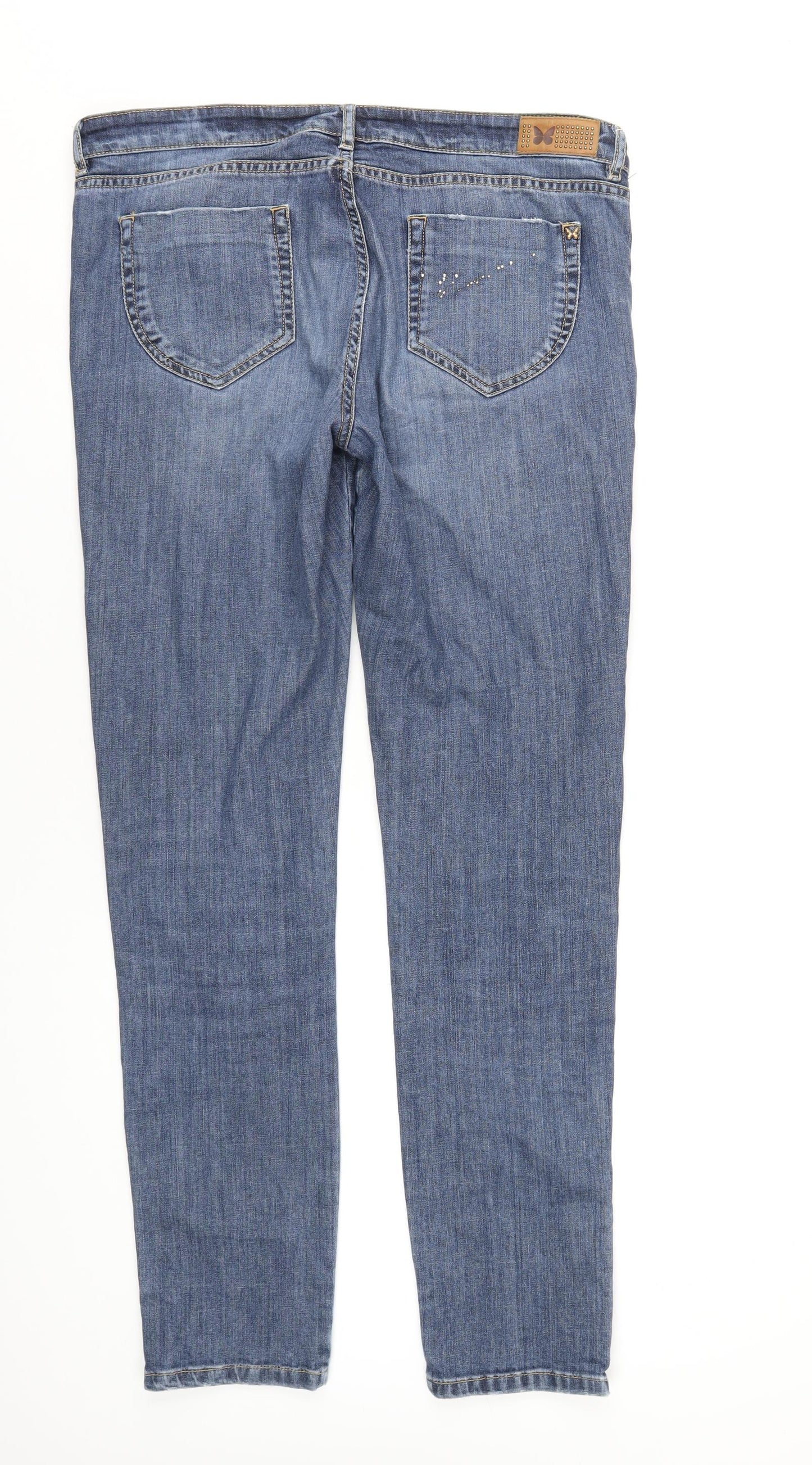 Max Mara Womens Blue Cotton Skinny Jeans Size 16 L32 in Regular Zip