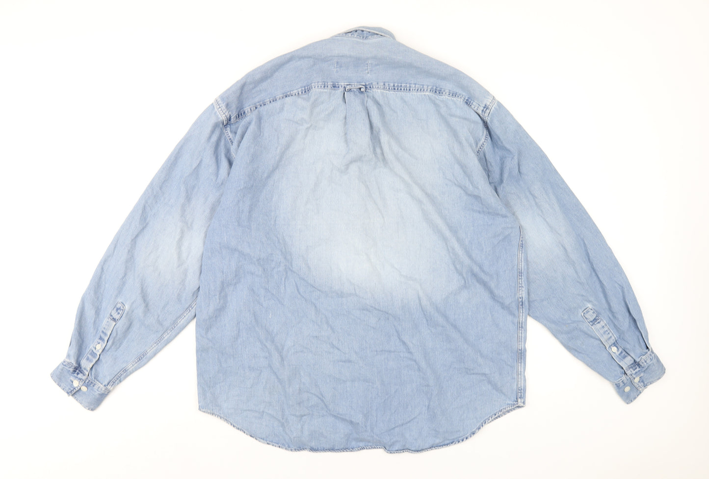 American Eagle Outfitters Mens Blue Cotton Button-Up Size XL Collared Button