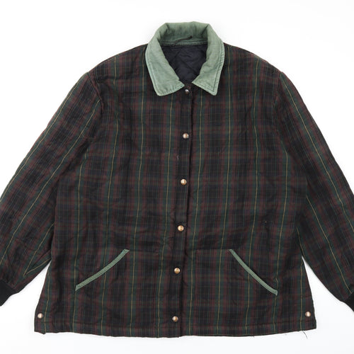 Country Casuals Womens Multicoloured Plaid Quilted Coat Size 22 Snap