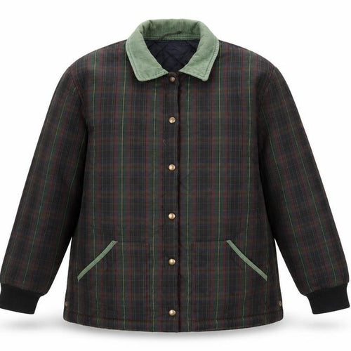 Country Casuals Womens Multicoloured Plaid Quilted Coat Size 22 Snap