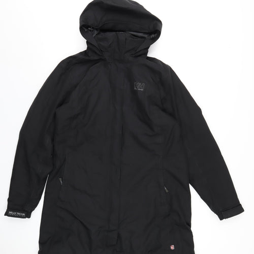 Helly Hansen Mens Black Rain Coat Coat Size L Zip